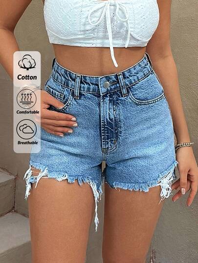 EURMUSE DAMES HOGE TAILLE MINI KORTE SNEEUWWAS RAW EDGE DISTREET STIJL