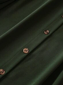 EMERY ROSE Váy Maxi Tay Dài Cài Nút Màu Trơn Cỡ Lớn Cho Nữ, Trang Phục Giáng Sinh - xanh quân đội - Xem 4