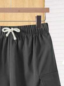 SHEIN Lässige graue Cargo-Shorts mit Taschen für Teenager, sportlicher Street-Punk-Rock-Preppy-Stil, geeignet für Frühlings-/Sommerausflüge, Partys, Musikfestivals - Dunkelgrau - Übersicht 4