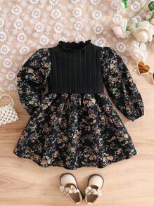 Emery Rose Kids Emery Rose Kids LUNE 碎花灯笼袖荷叶边下摆连衣裙 法式碎花 仙女裙 田园风 秋冬 - 黑色 - 查看 8
