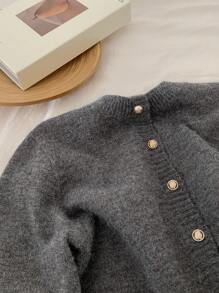 DAZY Women Solid Color Front Button Long Sleeve Casual Knit Cardigan,Long Sleeve Tops,Fall Clothes - Grey - View 13