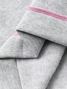 DAZY 女童圆领撞色缝线装饰长袖卫衣，秋冬季 - 灰色 - 查看 10