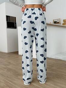 EURMUSE PLUS 2pcs Striped With Heart Pattern Sleep Bottom Sets Pajama Sets For Women Pants - Multicolor - View 5