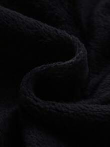 2件套可爱男婴毛绒圆领长袖上衣和裤子套装 - 黑色 - 查看 4