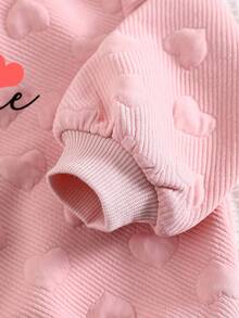 Cozy Pixies 2件套女婴心形图案针织柔软圆领长袖运动衫和裤子套装 - 彩色 - 查看 7