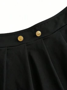 女士无袖镂空时尚撞色上衣、百褶裙服装（上衣、裙子、领带、2 副手套）