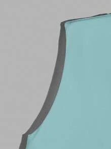 Manfinity Dauomo 男士休闲字母印花背心，夏季 - 霧霾藍 - 查看 4