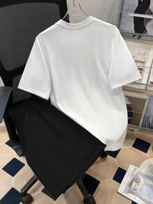 SHEIN 2pcs/Set Teen Boys' Casual Video Game Graphic Print T-Shirt And Shorts Set, Summer, Cotton Blend - Black and White - View 2