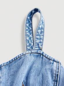 SHEIN MOD 女士休闲时尚牛仔吊带连衣裙 - 藍色 - 查看 3