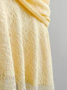 Soleia 女士度假修身连衣裙，3D 花卉装饰，简约抹胸迷你连衣裙，休闲百搭，适合通勤、约会、下午茶、海滩、游轮、公路旅行、音乐节、波西米亚风度假 - 黃色 - 查看 3