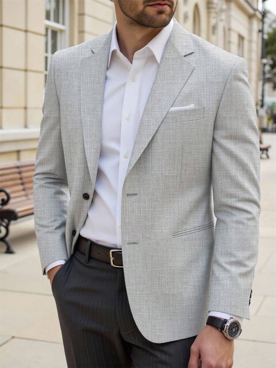 Manfinity Mode Men's Single-Breasted Business Casual Plus Size Blazer