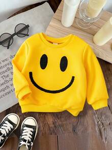 SHEIN 男婴保暖舒适休闲可爱3D立体图案长袖圆领卫衣，适合室内、室外、日常穿着、运动、玩耍、派对、节日、返校、街头风、慢跑、运动服、万圣节、春夏秋冬等各种场合。 - 黃色 - 查看 5