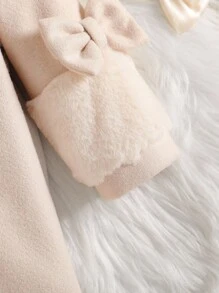 Souflis Souflis Baby Girls' Fluffy Bow V-Neck A-Line Long Sleeve Jacket. V-Neck Fluffy 3D Bow Sleeve Design, Exquisite And Elegant. Long Sleeve A-Line Silhouette With Faux Pockets, Classic And Graceful. Whether To Play Or Attending A Family Gathering, The Baby Can Be The Most Shining Presence. Fall Winter