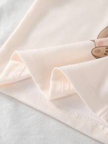 SHEIN Baby Girl Cartoon Rabbit Print Long Sleeve Ruffle Hem T-Shirt And Floral Print Pants Set Baby Girl Two Piece Set Fall Winter - Multicolor - View 5