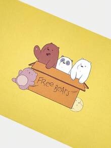 We Bare Bears X SHEIN Thiệp chúc mừng 3D họa tiết gấu hoạt hình dễ thương bằng giấy vàng 90 độ - Nhiều màu - Xem 3