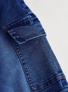 SHEIN Girlism Tween Girls Y2K Stonewashed Flared Jeans With Pleats And Flap Pocket Stacked Jeans With Cargo Pockets Fall Winter