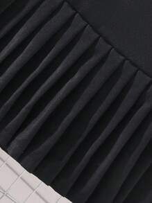 Nowy, elegancki, dwuczęściowy komplet dla dziewcząt w wieku 4-7 lat, bluzka z długim rękawem i dekoltem w serek zapinana na guziki, w połączeniu z modną plisowaną spódnicą, odpowiedni na wiosnę i jesień