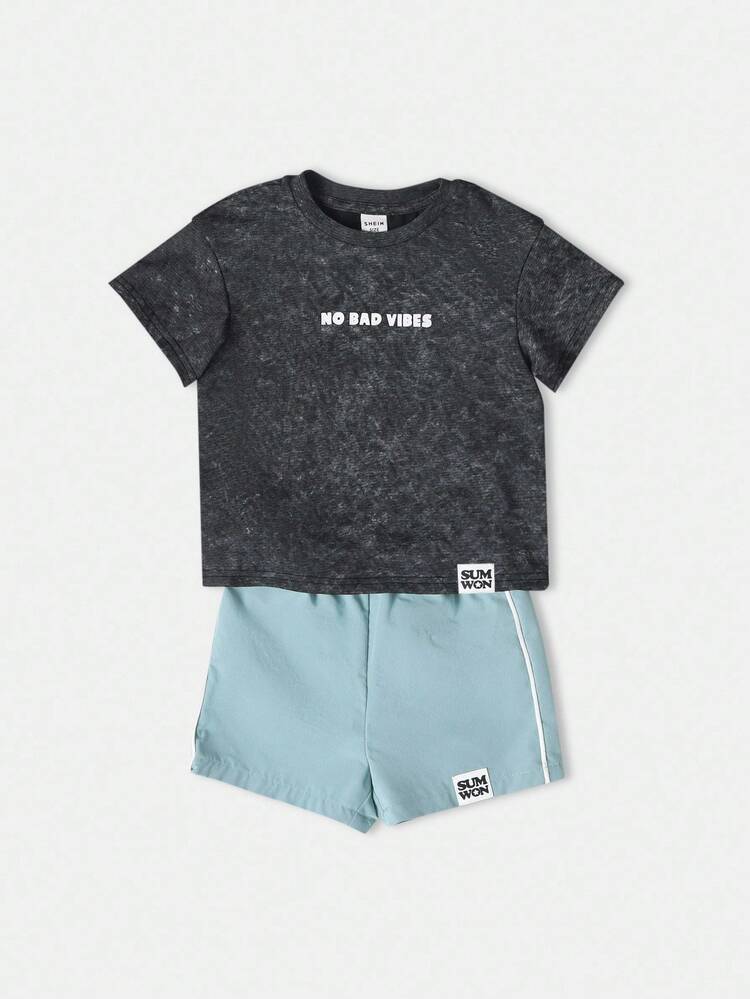 No Bad Vibes Surf Club T-Shirt With Drawstring Shorts