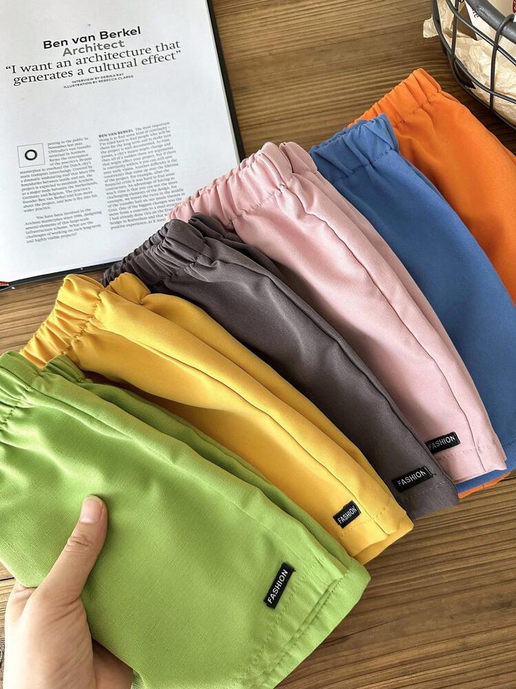 SHEIN 6 件套 男童女童松紧腰休闲短裤 带装饰边 - 彩色 - 查看 5