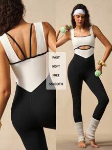 VARSIVA Bộ đồ liền thân không tay khoét lỗ màu tương phản, vừa vặn - Nhiều màu - Xem 2