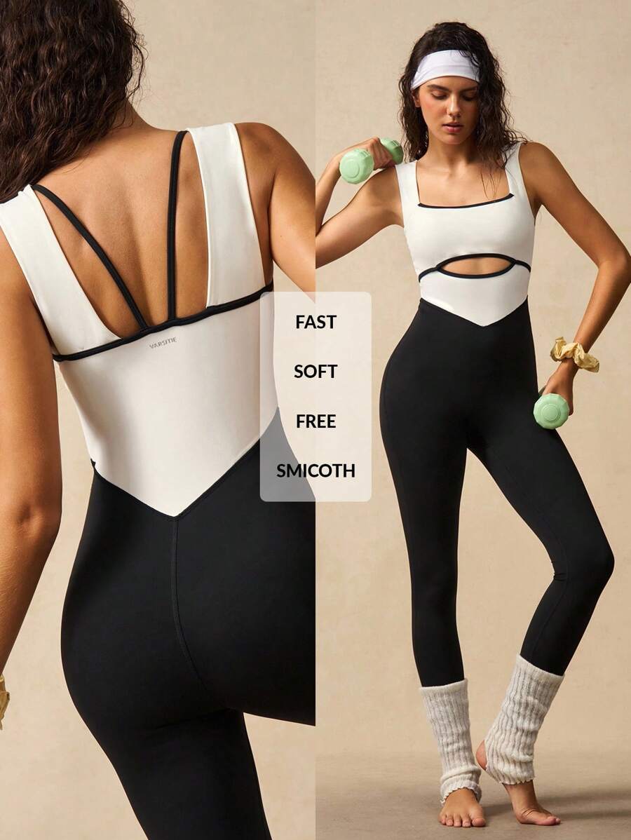 VARSIVA Bộ đồ liền thân không tay khoét lỗ màu tương phản, vừa vặn