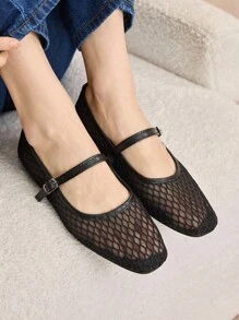 Rosivie 女士圆头复古芭蕾风格黑白撞色玛丽珍高跟鞋，休闲春季穿搭 - 黑色 - 查看 1