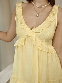 TrendSteals Gaun Wanita Polos Modis, Cocok untuk Musim Panas - Kuning - View 5