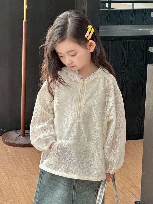 DAZY Young Girl Lace Hooded Korean Style Heavyweight Long Sleeve Sweatshirt Fall, Winter