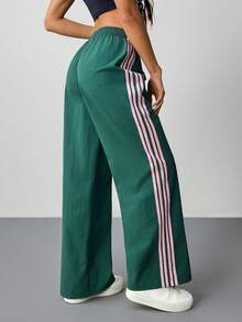 SHEIN Tall Women's Elastic Waist Side Striped Wide Leg Loose Casual Pants,Cargo Pants Sport Set For Women Athletic Set 2 Pieces Vacation Set Women Miami Outfits For Women Tracksuit Two Pieces Set Women Women Track Pants,Fall