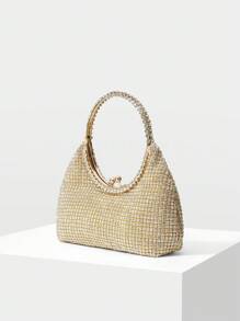 MOTF PREMIUM 水钻细节吻锁晚装包 - 金色 - 查看 3