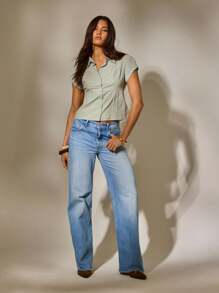 Aralina Chemise de bureau avec bordure en dentelle style boutonné Y2K Stockholm pour l'automne et l'hiver. Top parfait pour les concerts country, Halloween et les tenues d'enseignant