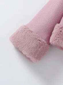 Elladie kids Young Girls' Solid Color Faux Fur Collar Long Sleeve Zip-Up Short Winter Jacket Toddler Girl Jacket Girls Pink Jacket Fall