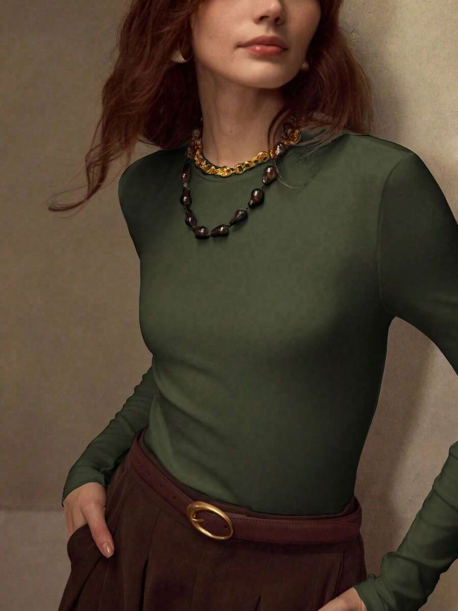 MOTF PREMIUM CAMISETA DE MANGA LARGA AJUSTADA - Verde - Ver 1