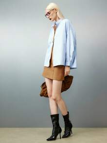 Airlisse 竖条纹优雅单扣衬衫 - 藍白色 - 查看 7