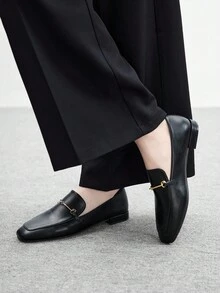 CUCCOO BIZCHIC Giày lười đế bằng mũi vuông, đế thấp, kiểu dáng mới, màu đen, thoải mái, đa năng, giày bệt màu đen, nhẹ, phù hợp để đi làm - màu đen - Xem 6