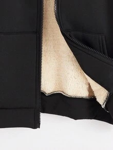 SHEIN Tween Boy's Fashionable & Versatile Thermal Lined Hoodie, Autumn/Winter Fall - Apricot - View 9