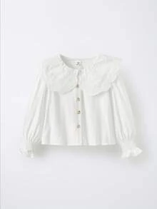 SHEIN Maija Kids 2件套少女彼得潘领长袖衬衫裙套装