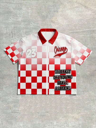 Prep Camicia casual da uomo a quadri sfumati, estiva