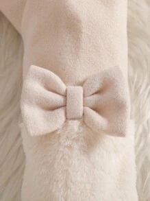 Souflis Souflis Baby Girls' Fluffy Bow V-Neck A-Line Long Sleeve Jacket. V-Neck Fluffy 3D Bow Sleeve Design, Exquisite And Elegant. Long Sleeve A-Line Silhouette With Faux Pockets, Classic And Graceful. Whether To Play Or Attending A Family Gathering, The Baby Can Be The Most Shining Presence. Fall Winter