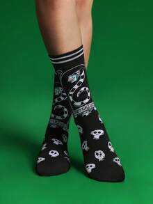 Beetlejuice X SHEIN 女士中筒袜 - 彩色 - 查看 7