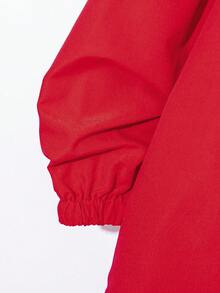 SHEIN Bộ 2 chiếc/Bộ áo khoác trùm đầu có khóa kéo nửa đầu và quần chạy bộ có dây rút cho bé trai tuổi teen, phong cách thể thao thường ngày cho mùa thu/đông - Đỏ - Xem 5