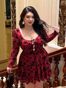 Vibekara Váy ngắn tay lưới mỏng in họa tiết hoa gợi cảm - Nhiều màu - Xem 5