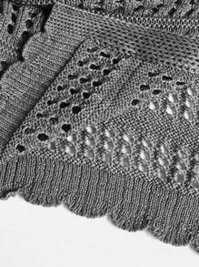 Travachic 女士休闲度假纯色镂空针织开衫，钩针开衫，灰色钩针上衣，休闲女装风格，秋季女装，时尚秋季，外出，优雅，针织上衣，钩针毛衣