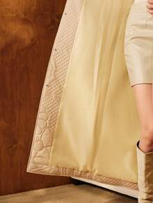 Anewsta Chaqueta de algodón acolchada con estampado floral de manga larga y cintura ceñida, ligera y adecuada para otoño, invierno, salir, elegante, formal, fiesta, chic, Año Nuevo, abrigo de invierno para mujer, Navidad, trabajo, graduación, boda, lujo - Albaricoque - Ver 11