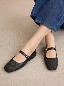 Rosivie 2026新款黑色时尚百搭低帮镂空透气编织网面平底休闲鞋，适合夏季穿着 - 黑色 - 查看 8