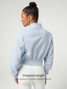 GLOWMODE Mỗi ngày Lông cừu Áo nịt ngực Hiệu ứng Dây kéo Quần skinny Ống cổ Áo nỉ Hằng ngày Đồ ngủ - Màu xanh nhạt - Xem 2