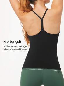 GLOWMODE FeatherFit™ Y-Back Hip Length Tank - Black - View 8