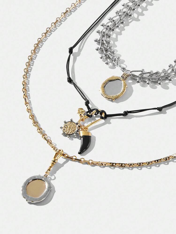 SHEIN Maija Fashionable Necklace Set With Different Shaped Designs