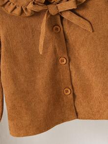 SHEIN 少女纯色彼得潘领休闲衬衫 - 摩卡棕 - 查看 6