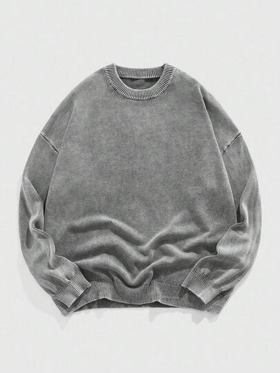 Street Life كنزة صوفية صوفية بياقة طاقم ذات لون أحادي بأكمام طويلة بتصميم كابل محبوك، خريف وشتاء